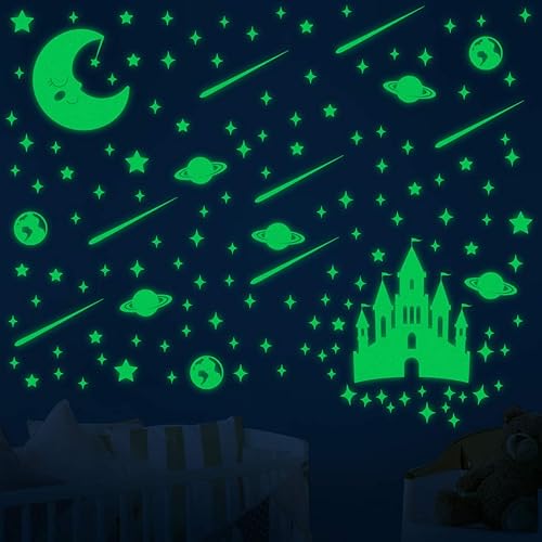 Miniatura 6 de Toyvian Calcomanías de estrellas que brillan en la oscuridad para techo, calcomanías de pared luminosas, 282 piezas de estrellas brillantes y