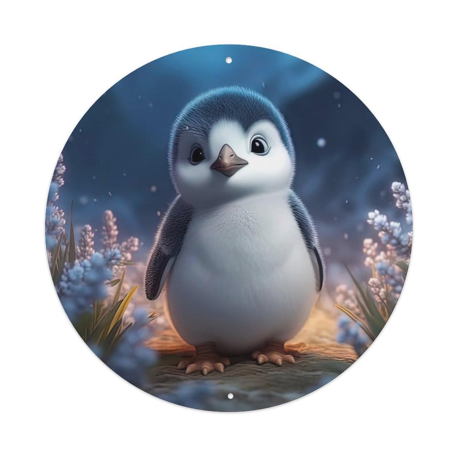 Cute Little Penguin Animal Artwork Vintage Metal Tin Sign Plaque Wall Decor for Cafe, Club Bar, Office, Garden Metal Poster 8x8Inch