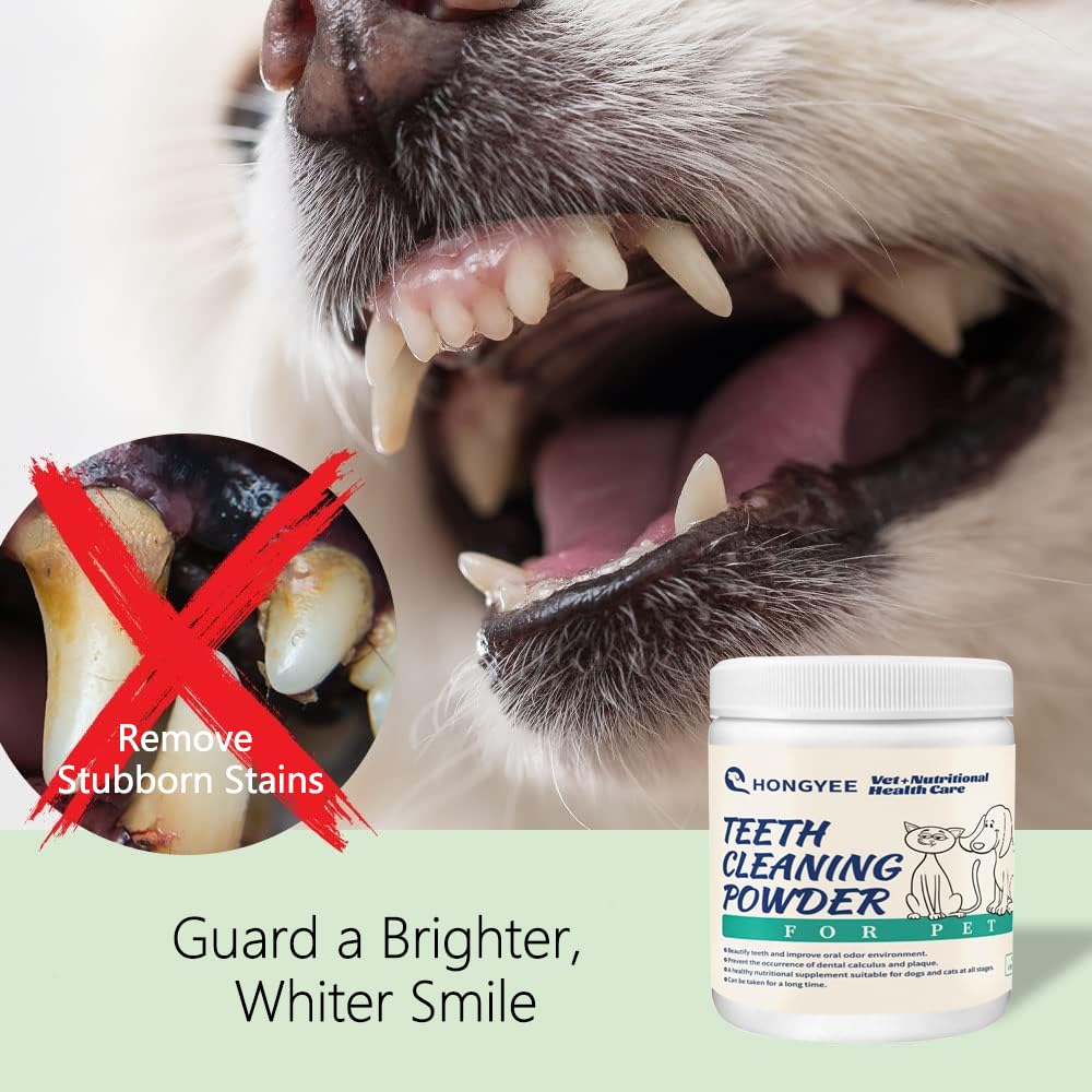 Polvere dentale per cani e gatti 150 g, altamente efficace per rimuovere tartaro e alito cattivo, inibire la placca e rinfrescare l'alito, sicura ed efficace con ingredienti naturali