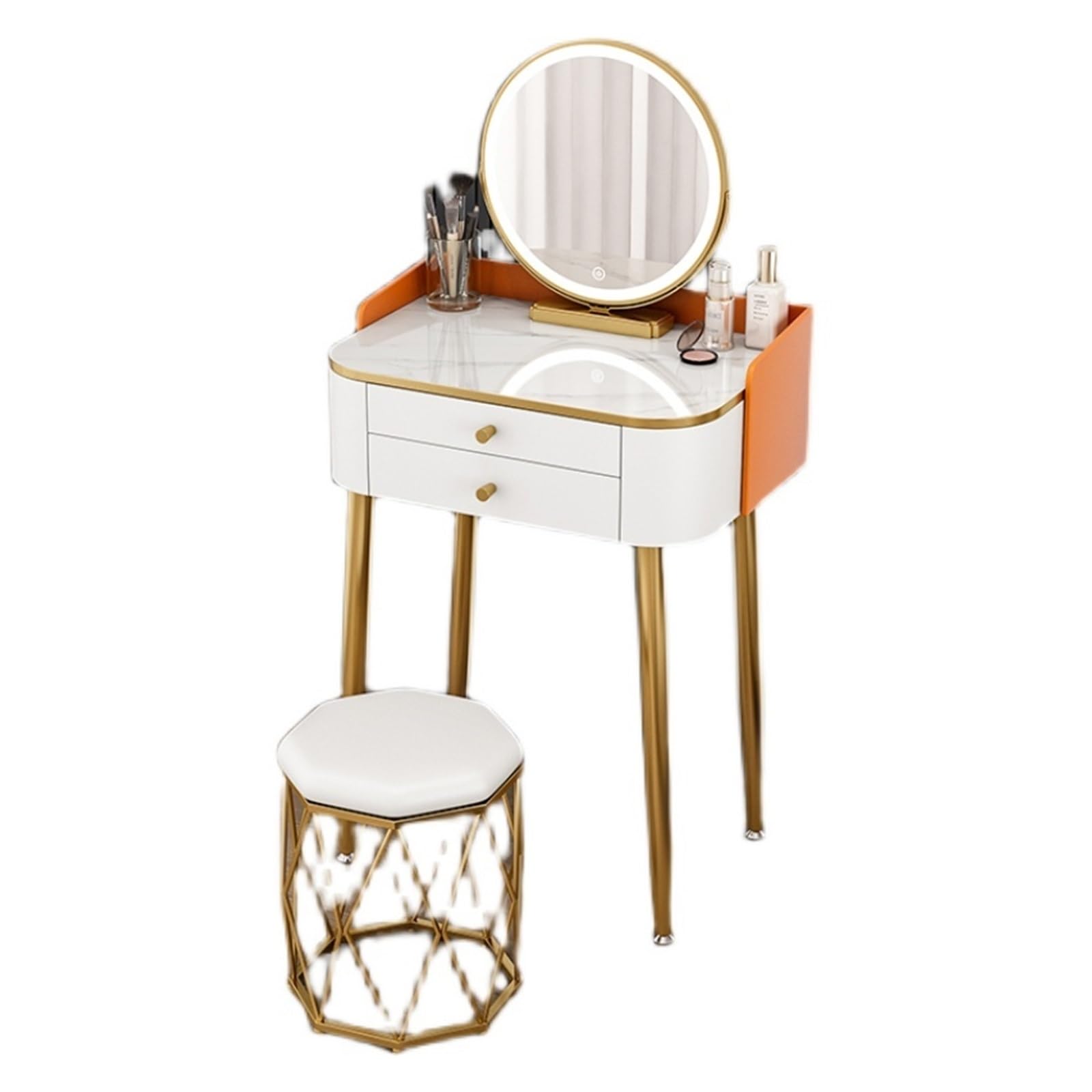 CGCSYZ Vanity Desk Dressing Table for Small Space Bedroom Makeup Dressing Table Storage Makeup Vanity Table Set Makeup Dressing Table (Orange L60cm)