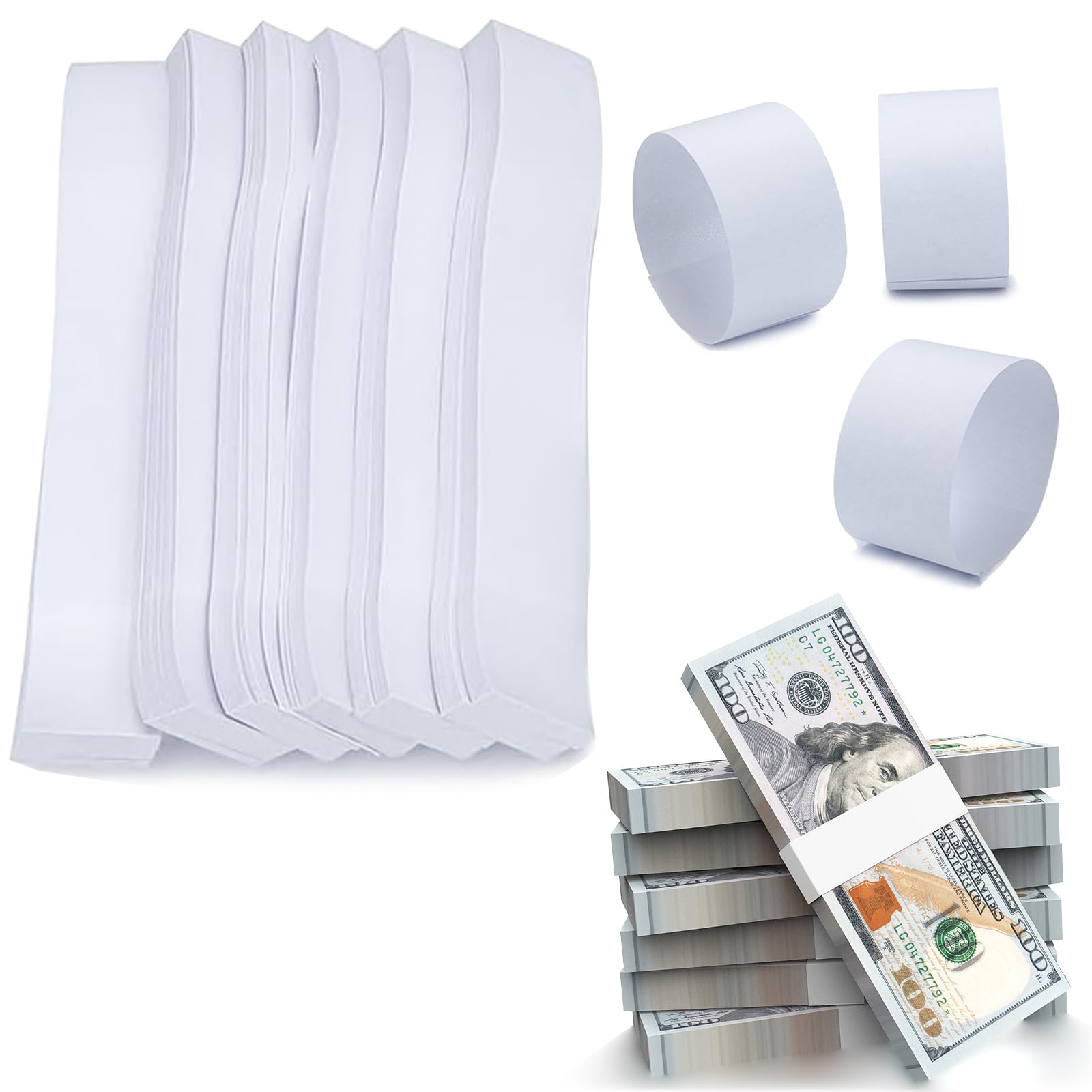 400 Bandas de Dinero En Blanco para Billetes - Banda de Dinero Autoadhesivo - Adecuado para Bancos, Minoristas, Adecuado para GestióN Financiera Y Procesamiento de Efectivo En Varios Entornos