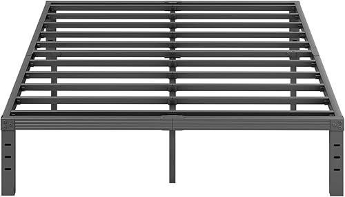 Miniatura 9 de ZIYOO Base de cama individual con listones de acero resistente, marco de cama de plataforma de 14 pulgadas, diseño antideslizante, no necesita