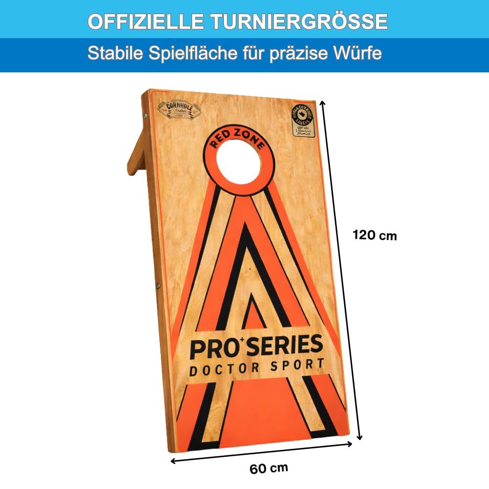 Dr Sport Cornhole Pro+ Kit 120 × 60 cm – Bois (pas de bois compressé) – Environ 14 kg par planche – 8 sacs à billes et sac de transport