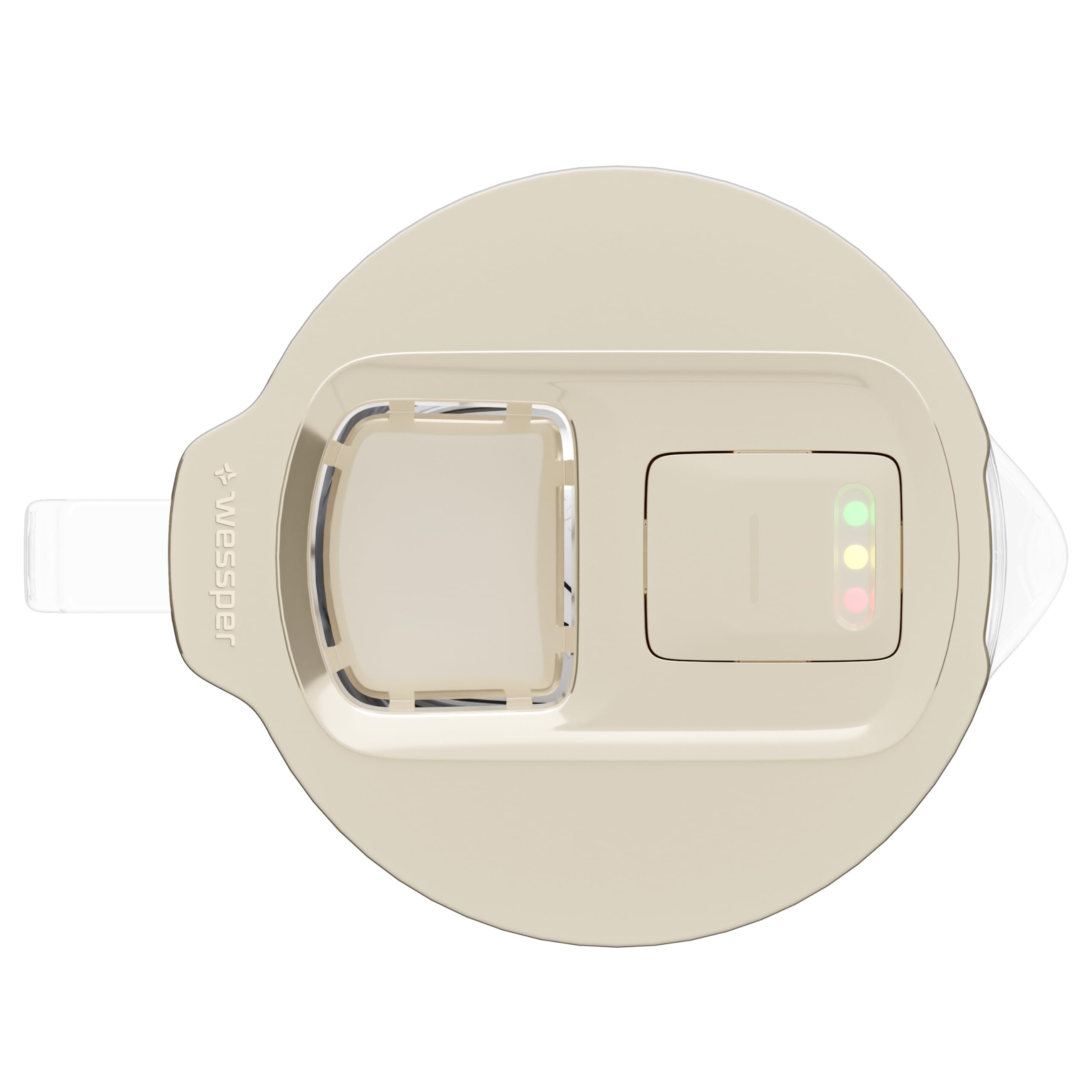 Wessper Carafe Filtrante en Verre avec Cartouches Filtrantes pour Eau Potable 2 l, Pichet en Verre avec Compteur de Filtre Intelligent, Kit comprenant 1x filtre à charbon actif- Beige