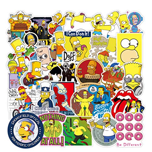 Simpso_ns Stickers XUAN 100pcs Cartoon Anime Waterproof Stickers for Adults Teens Kids Skate Sticker Packs for Laptop Luggage Snowboard Pad