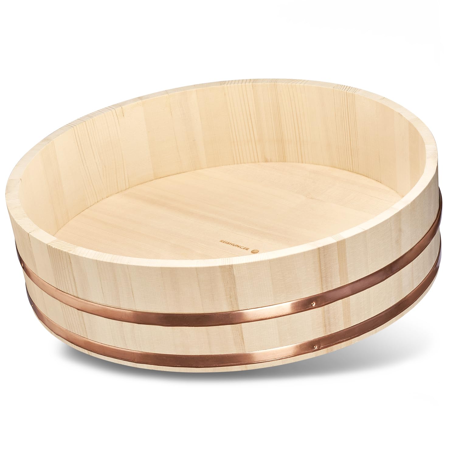 REISHUNGER Hangiri Bol en Bois, idéal pour debutants de Sushi (diamètre 60 cm) - Disponible en 30 cm Jusque 60 cm