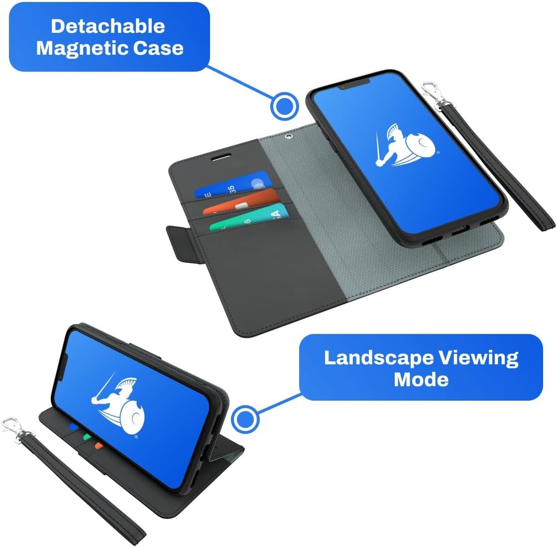 DefenderShield EMF Protection & 5G Anti Radiation iPhone 13 Case - RFID Blocking EMF Shield Detachable Wallet Case with Magnetic Closure (Black) - Image 3