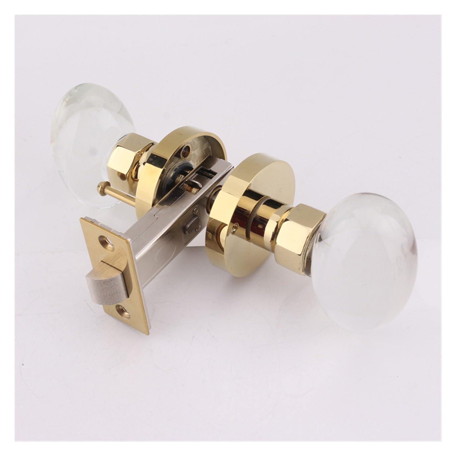 NYRXRYTCA Crystal Glass Ball Lock Golden Light Luxury American Door Lock Wooden Door Bathroom Bathroom Lock Indoor Silent Room Door Lock(112Golden Bathroom Lock)
