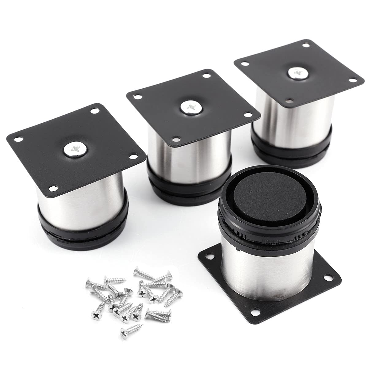 Hamimelon 4PCS Stainless Steel Adjustable Feet Kitchen Cupboard Sofa Beds Furniture Legs (6cm)