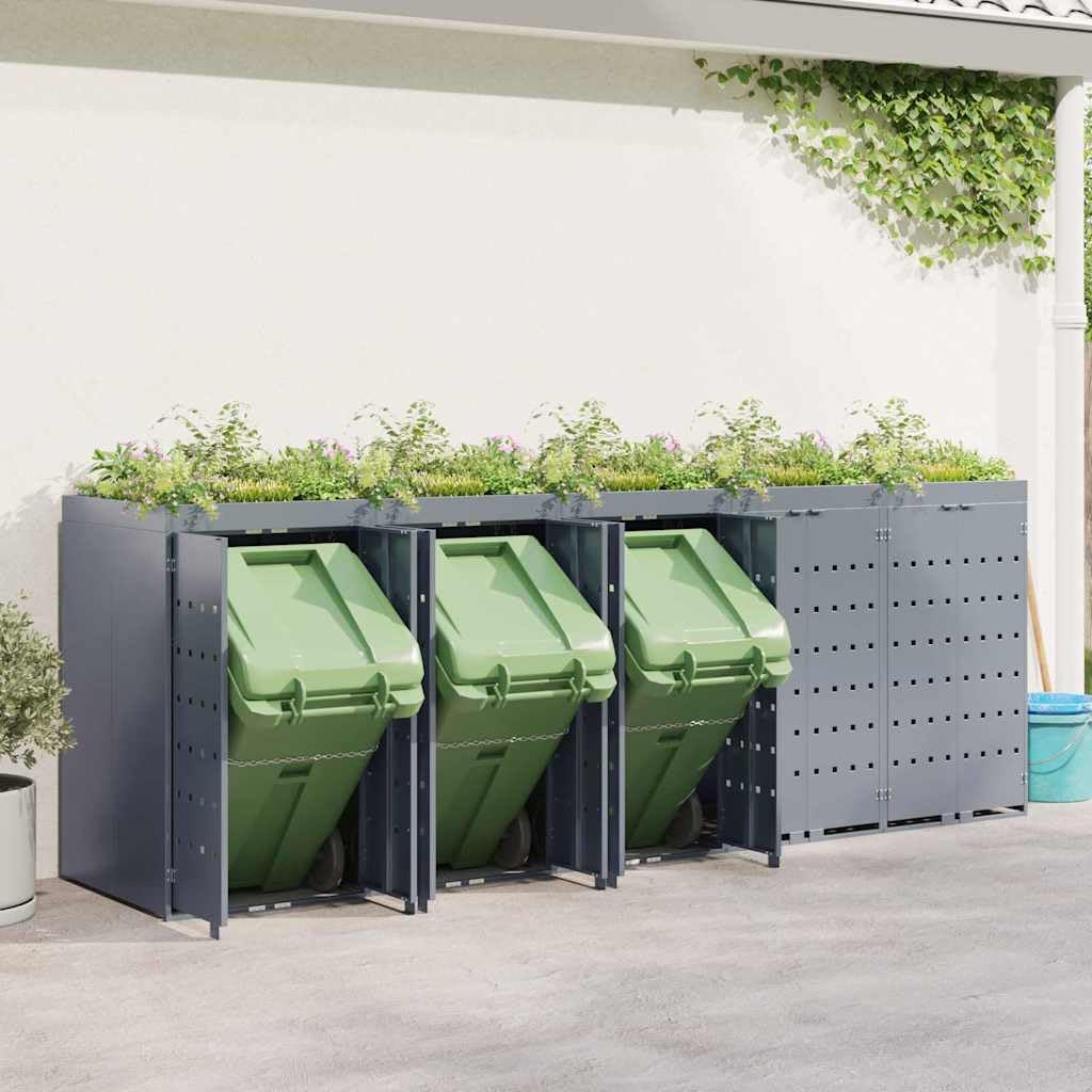 Genérico Almacenamiento de Cubos Wheelie para 5 Cubos Gris Claro,Casa y jardín,Productos del hogar,Accesorios para contenedores de residuos,Soportes para contenedores de residuos-3394751
