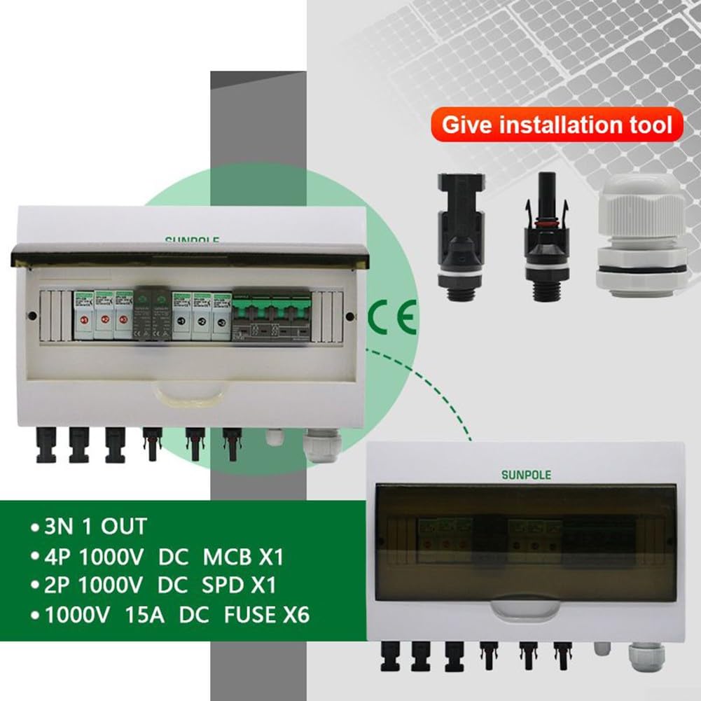3 String Solar PV Combiner Box 1000V 3 En 1 Out Solar Photovoltaic Array Plástico al aire libre IP65 IMPERMEABLE