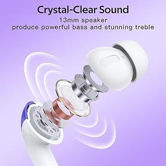 TAGRY Bluetooth Headphones True Wireless Earbuds 60H Playback LED Power Display Earphones with Wireless Charging Case IPX5 Waterproof in-Ear Ear buds with Mic for TV Smart Phone Laptop Computer Sports