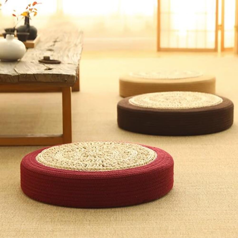 Amazon.co.jp: 和風わら床座布団、 床座用瞑想枕 通気性が良く快適