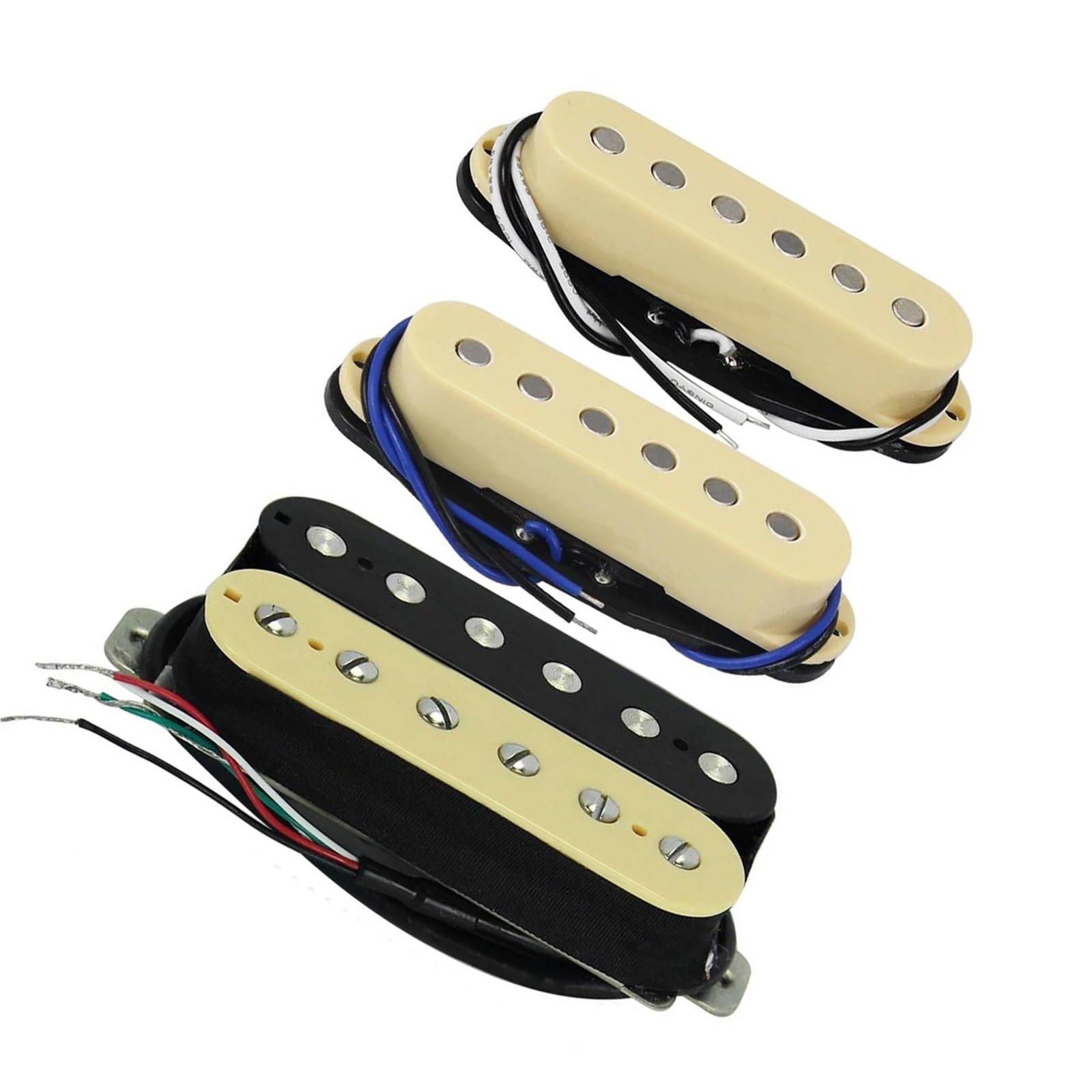 Juego de pastillas de guitarra Alnico 5 pastillas de bobina única para guitarra + pastilla Humbucker 3 uds. Pastilla Instrumento Guitarra(Buff and Zebra)