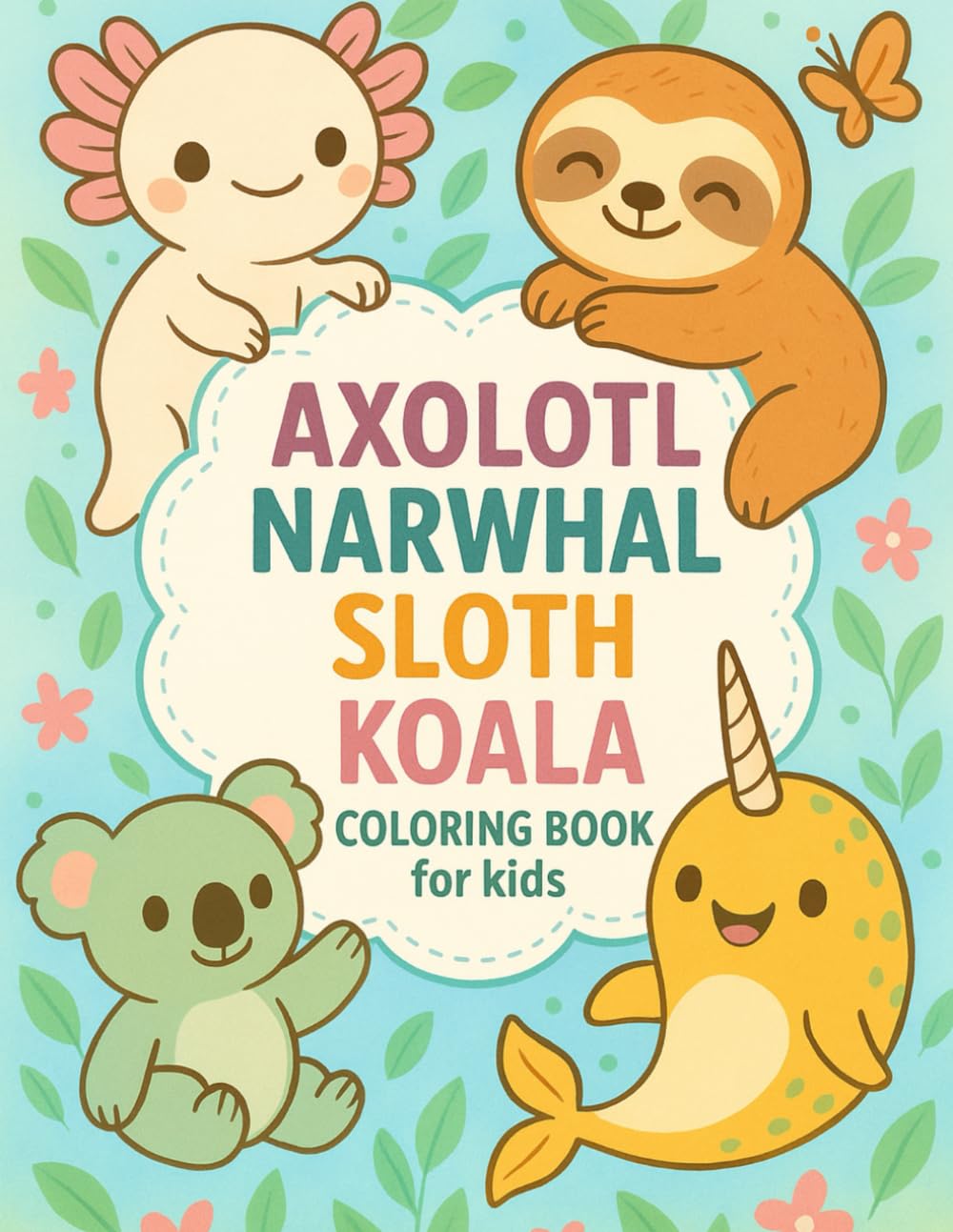 Axolotl, Narwhal, Sloth & Koala Coloring And Activity Book For Kids: A Sweet and Relaxing Coloring & Activity Book for Kids Ages 3–8