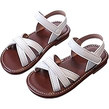 IWIHMIV Girls Sandals Comfortable Open Toe Flat Soft Bottom Sandals Lightweight Casual Summer Non Slip Beach Shoes