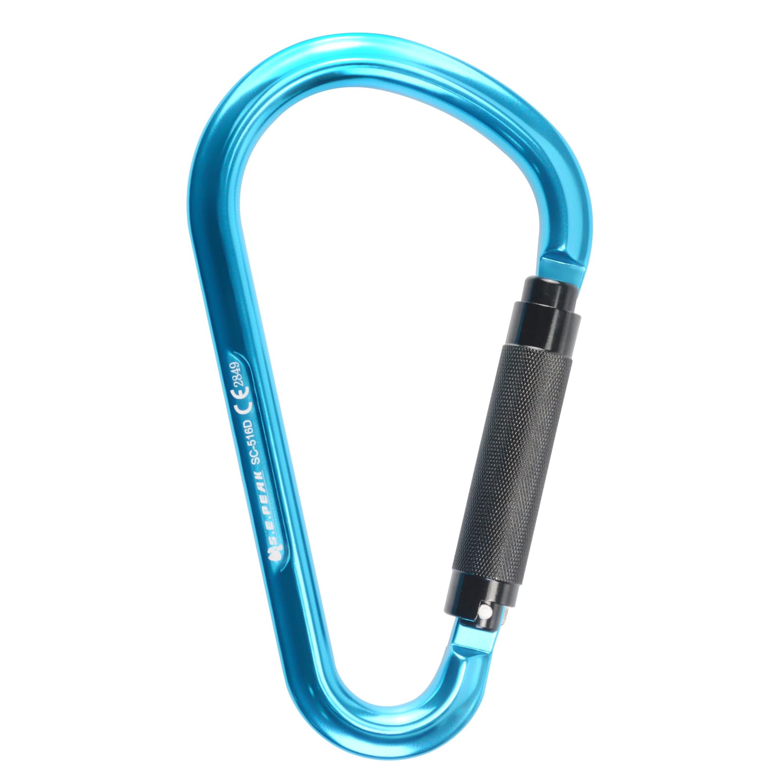 22kN Large Aluminum Auto Locking Ladder Hook, Professional CE Certified Heavy Duty Lightweight Carabiner for Outdoor Tower Climbing, Aerial Work, Rescue, D Ring Clip w/Huge Opening Gate