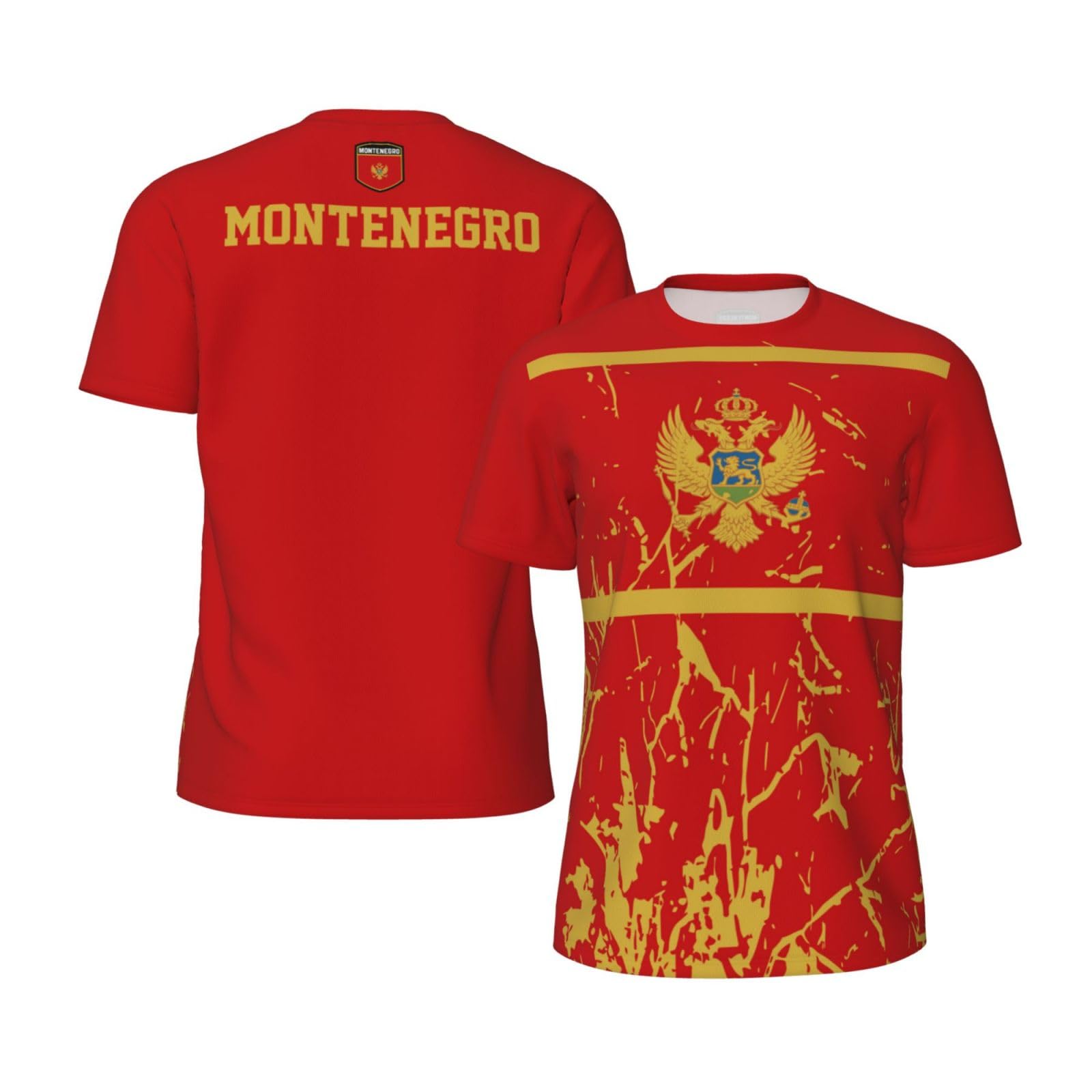 Montenegro Flag Grain Team Mesh T-Shirt Jerseys for Running Cycling Soccer Fans Tennis Fitness Sports
