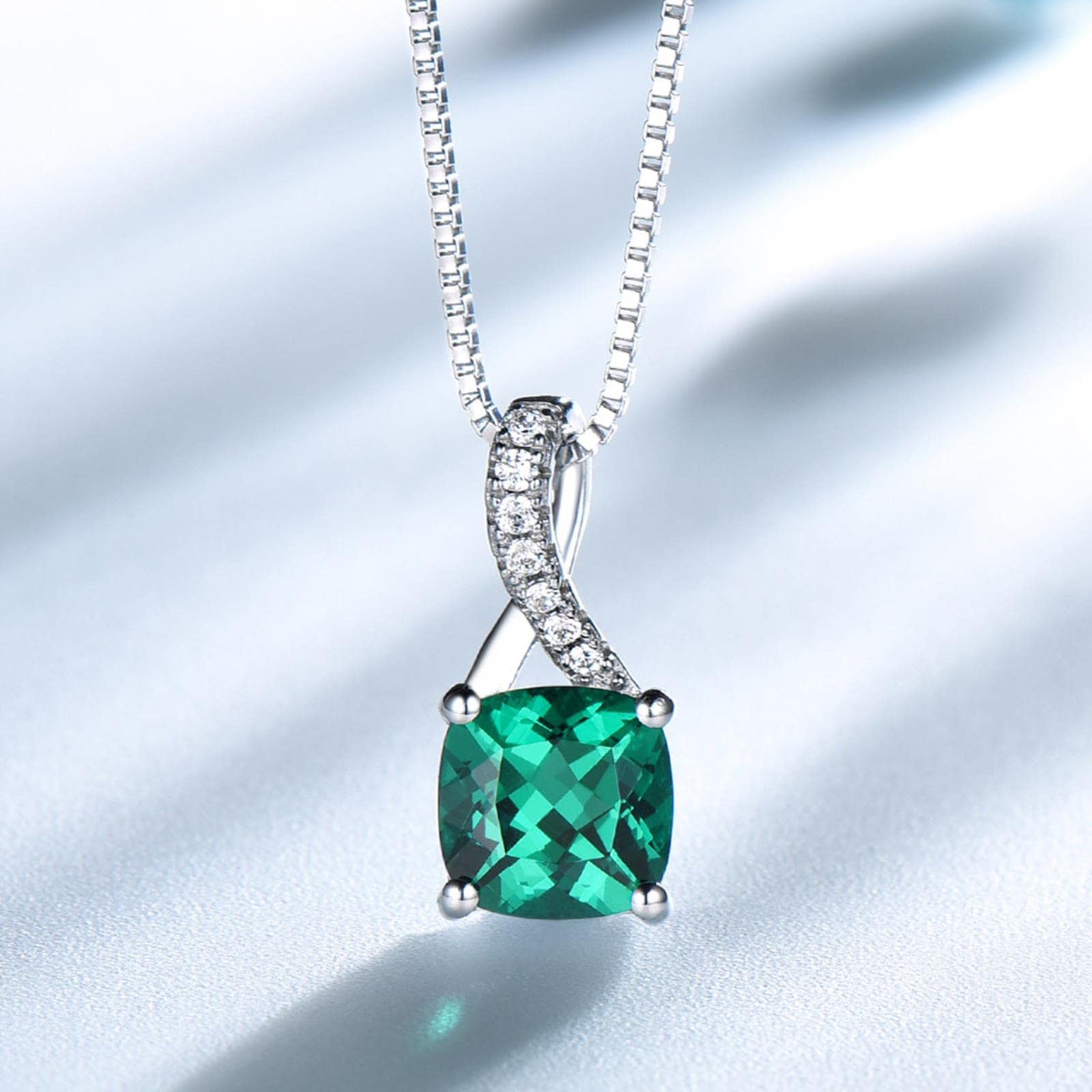 Eleganti Collane in Argento Sterling 925, Anelli, Orecchini, Quadrato, Creato, Regalo di Nozze di Smeraldo per Le Donne, Set di Gioielli Raffinati