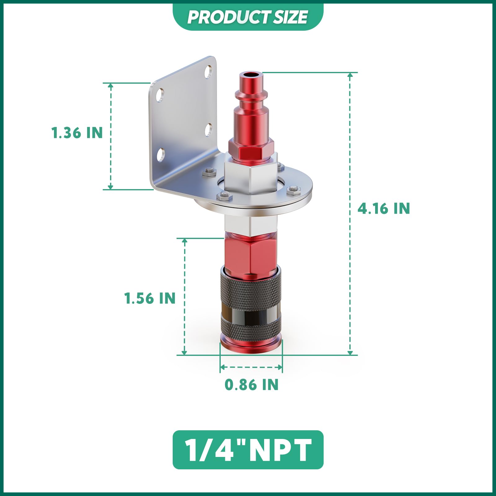 1/4 "NPT Air Coupler con staffa di montaggio, alluminio