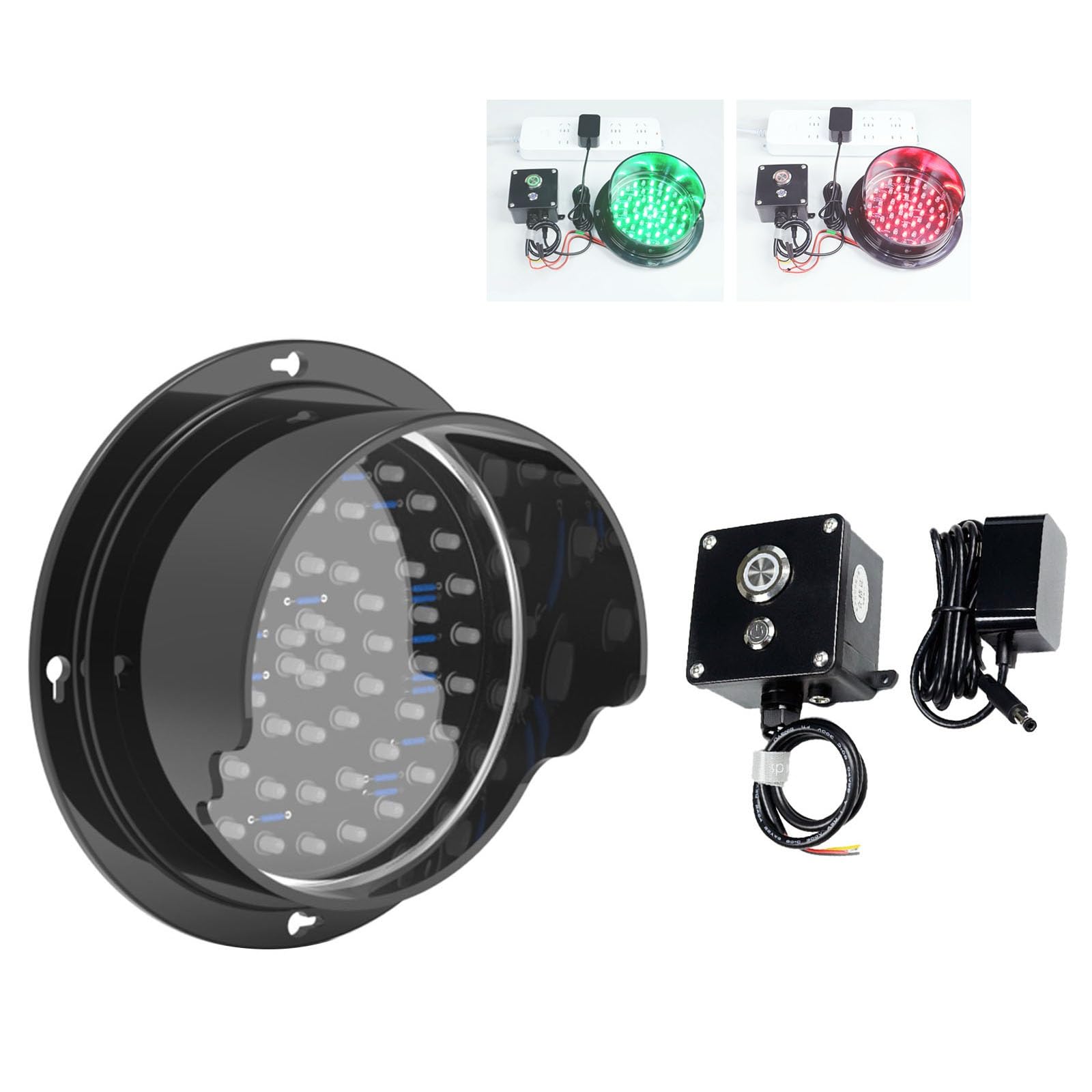 GtzlyRed/Green Two-Color Light Traffic Signal Light, Wall Mounted LED Traffic Stop Light, Button Control, Creative Road Safety Signs with Sun Visor(200mm/8in)