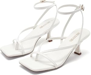 DREAM PAIRS Women's Dressy Thong Kitten Heel Sandals
