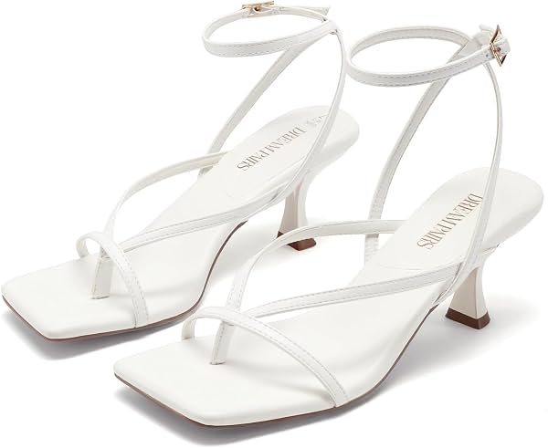 DREAM PAIRS Sandalias de Tacón Kitten con Tira en el Empeine para Mujer