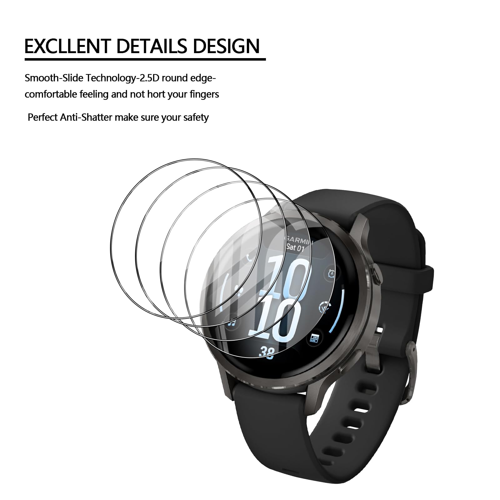 Garmin Venu 4 41mm Paquete de 4 Protectores de Pantalla TPU Premium Soft Film