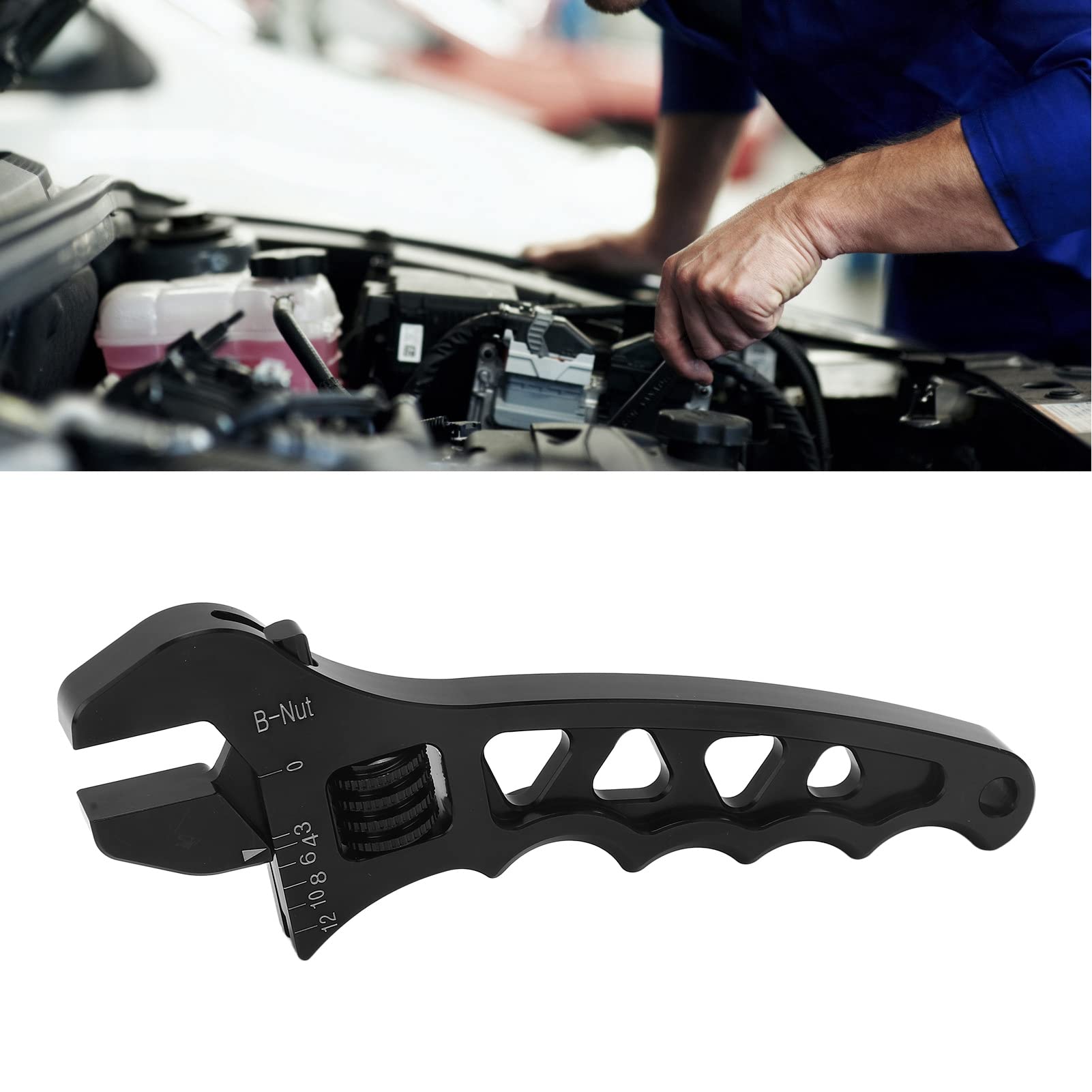 AN3 to AN12 Wrench: Adjustable Aluminum Alloy Anodic Oxidation High Strength Fitting Wrench for Oil Cooling Hose and Accessories