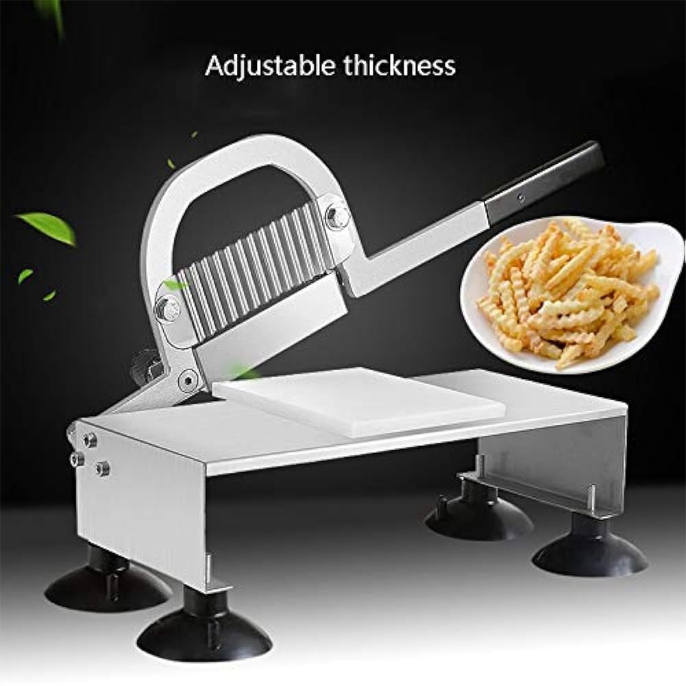 Welliger Crinkle-Chip-Maker, manuelles Pommes-Frites-Schneidwerkzeug für Kartoffeln, Karotten, Gurken, Gemüsezubereitungsgerät aus Edelstahl, 50 x 13 x 19 cm, für die Küche zu Hause