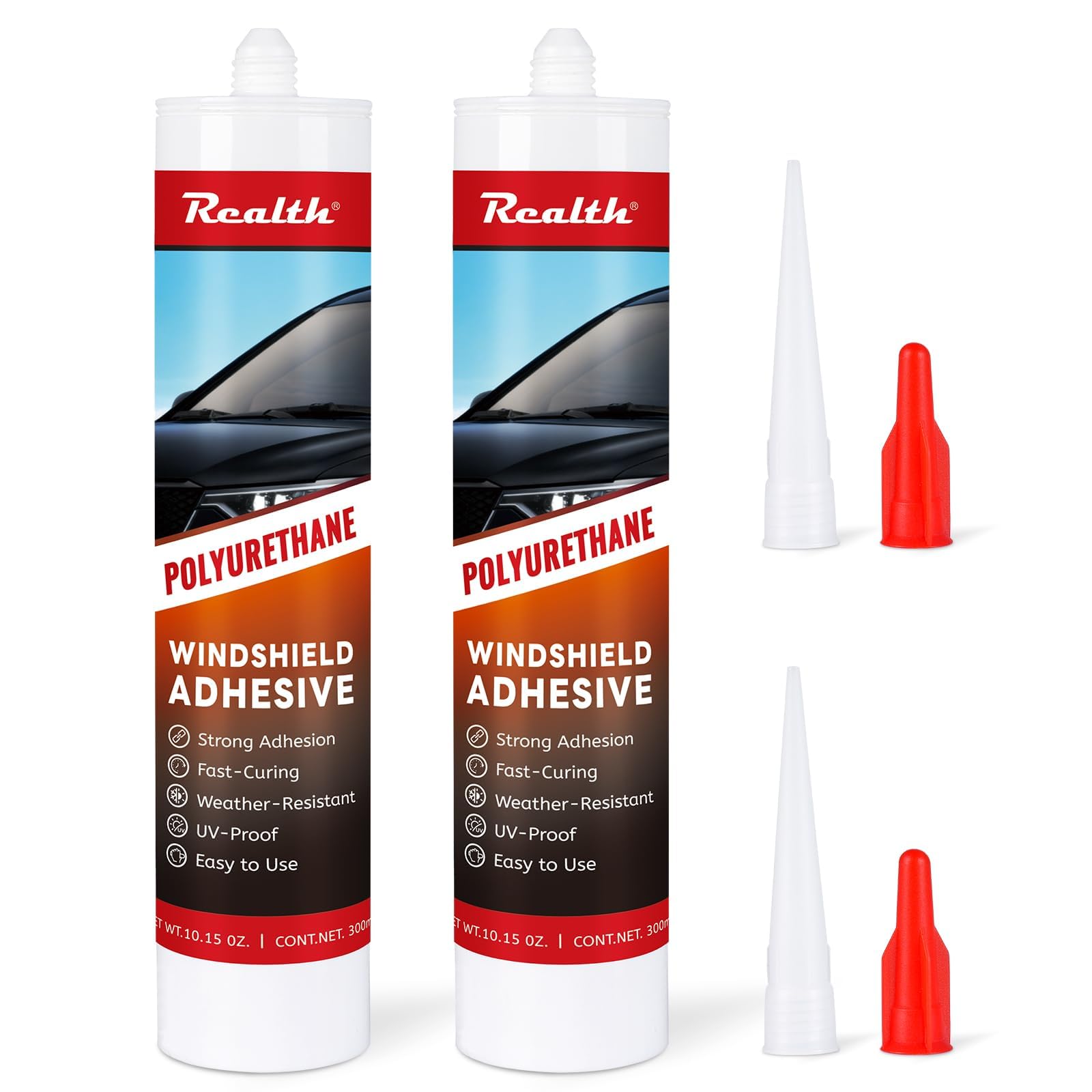 Realth Windscreen Bonding Adhesive | Black Sealant 600ml | High Bond | Fast Curing Formula | for Car Truck Van Bus Glass Glue