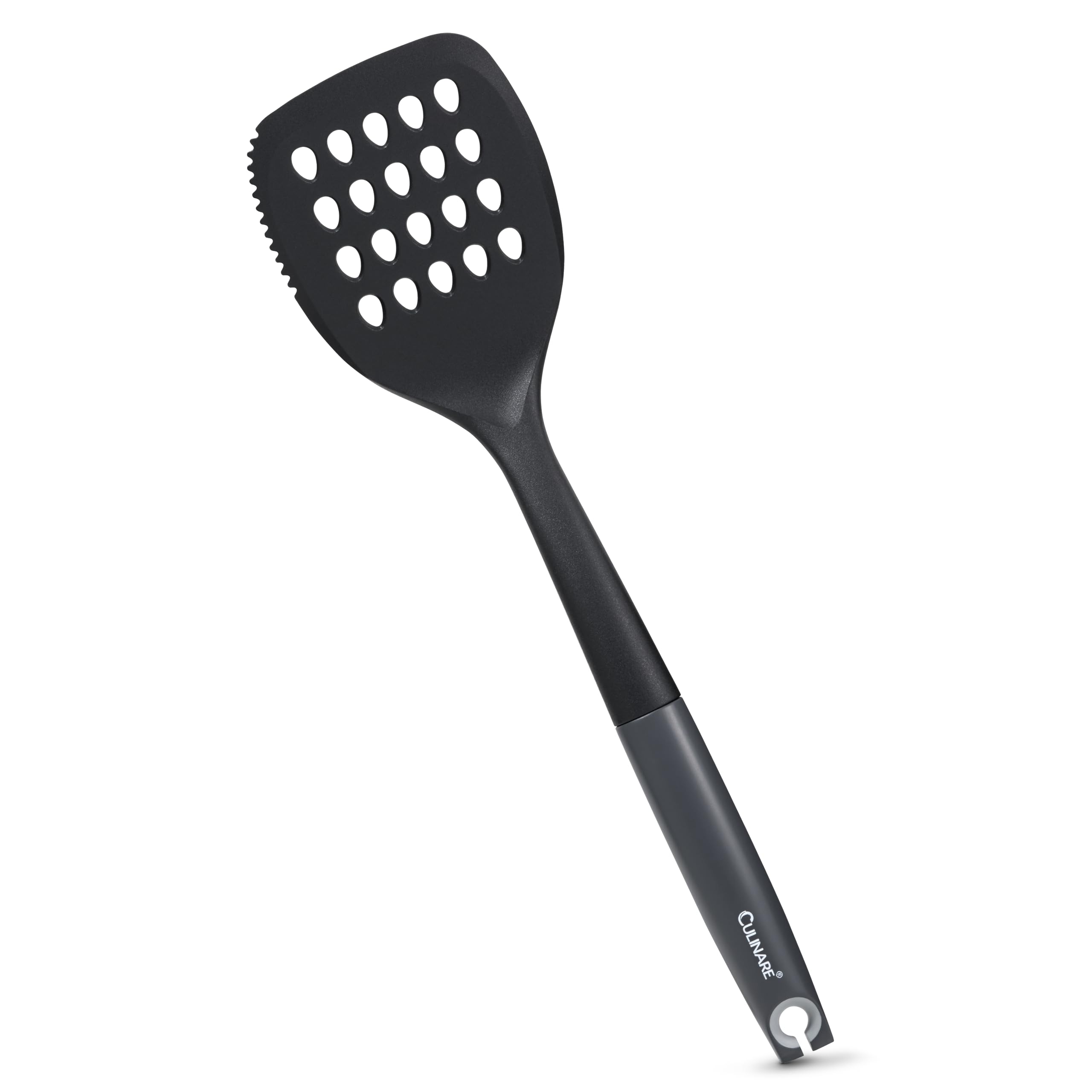 Culinare Slotted Turner, Kitchen Spatula with Serrated Edge for Cutting, Heat Resistant and Safe for Non Stick Cookware, Dishwasher Safe