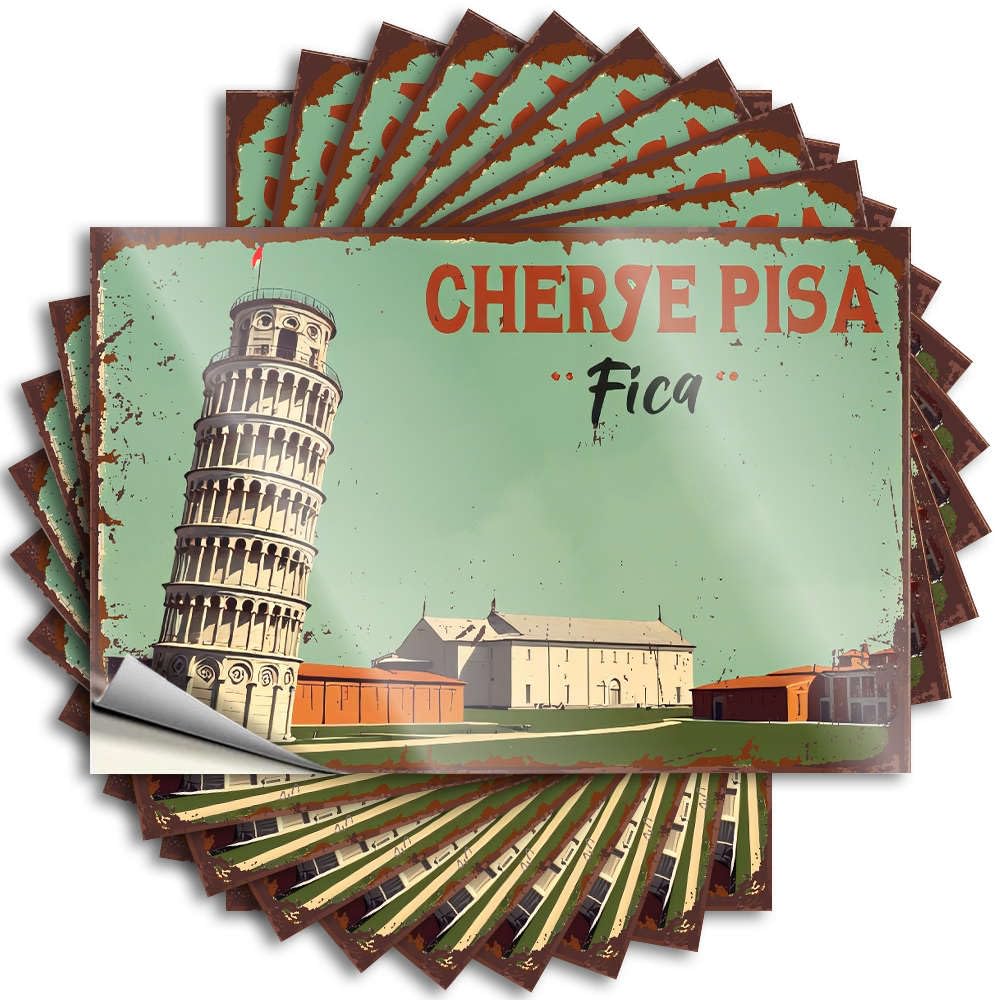 Fzfn Colour Visit Pisa, See The Famous Leaning Tower! Half Funny Office Decor - Bumper Wall Removable Vinyl Decal(12X18cm)