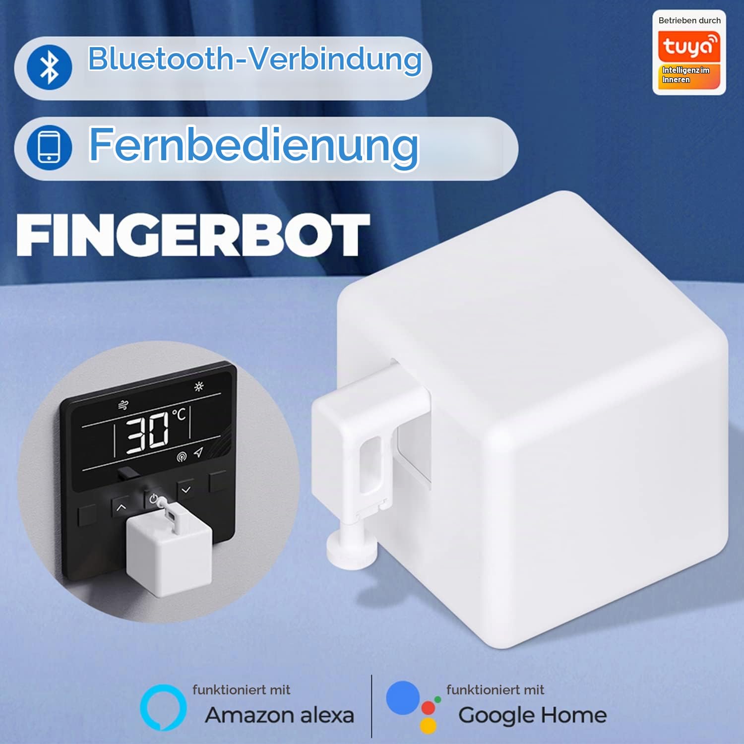 Smart Switch Button Pusher: Bluetooth Fingerbot Plus mit Toolkit für alle Schalter, Tuya App-Steuerung, Tuya Bluetooth Hub hinzufügen, um es mit Alexa, Google Home kompatibel zu machen (weiß)