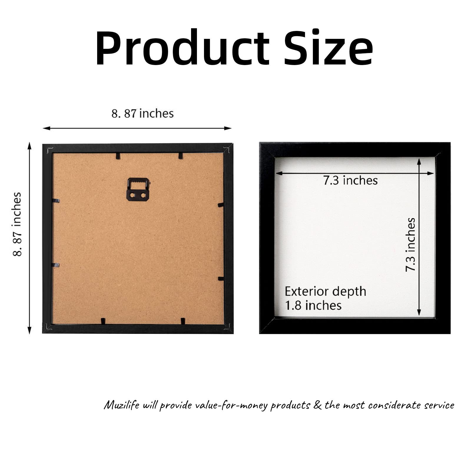 Muzilife Shadow Box Picture Frame with Linen Board Deep Wood Glass