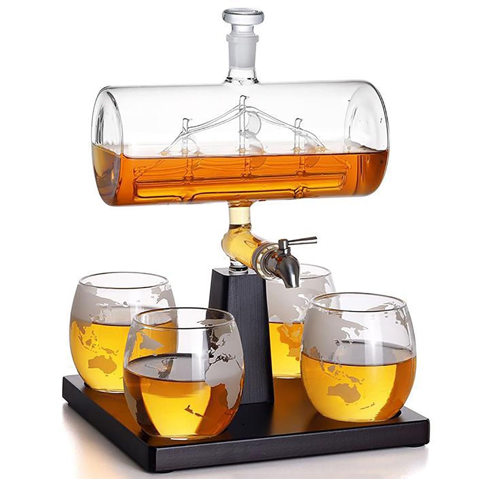 Decantador creativo con forma de barco, decantador de vino, decantador de copa de whisky y vino, las velas y el casco son de color ámbar, lo que lo convierte en un hermoso artículo for el hogar