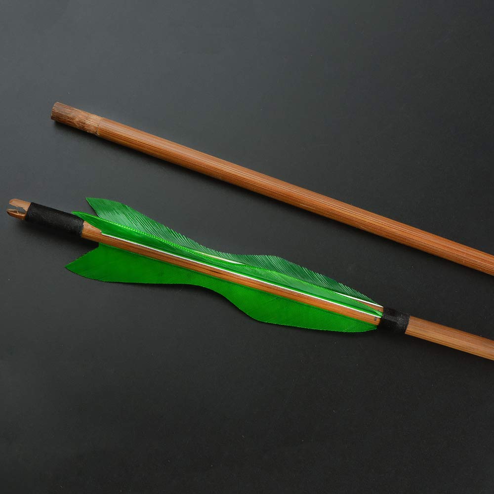 PG1ARCHERY Lot de 12 flèches en bambou faites à la main avec