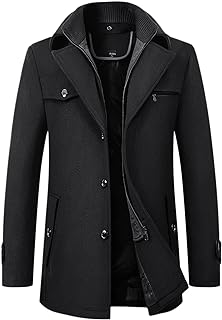 Men's Winter Stylish Wool Blend Single Breasted Military Peacoat