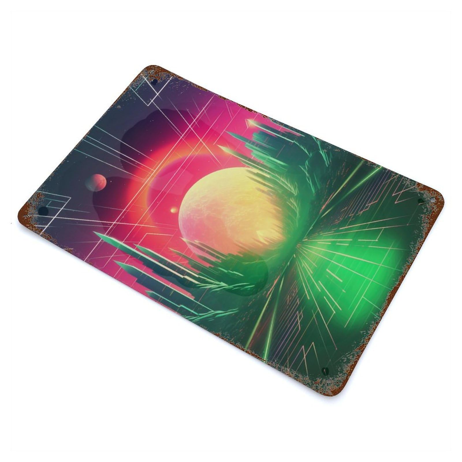 Ethereal Retrowave Fusion Vintage Rust Metal Sign 11.8"x7.9", Classic Wall Plaque for Basement, Hobby Room And Garage Decor