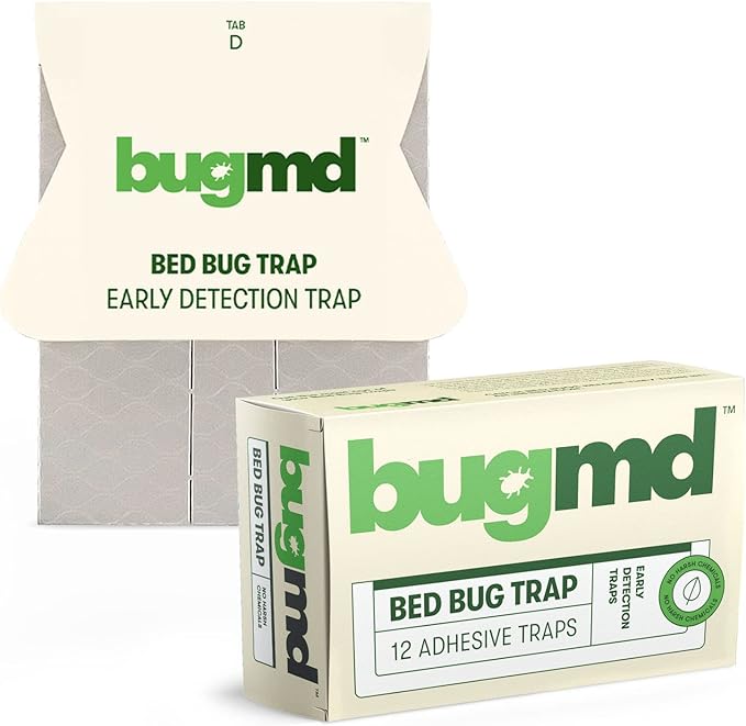BugMD Bed Bug Trap (1 Pack, 12 Traps) Interceptors, Bed