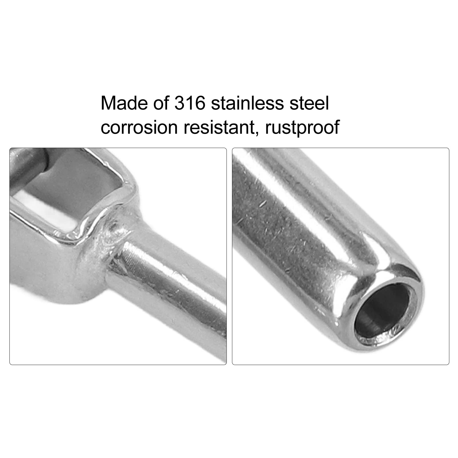 10 Pcs Jaw Swage End Fitting 316 Stainless Steel 3mm Wire Cable Rope Jaw Rigging,Cable Railing End Fitting