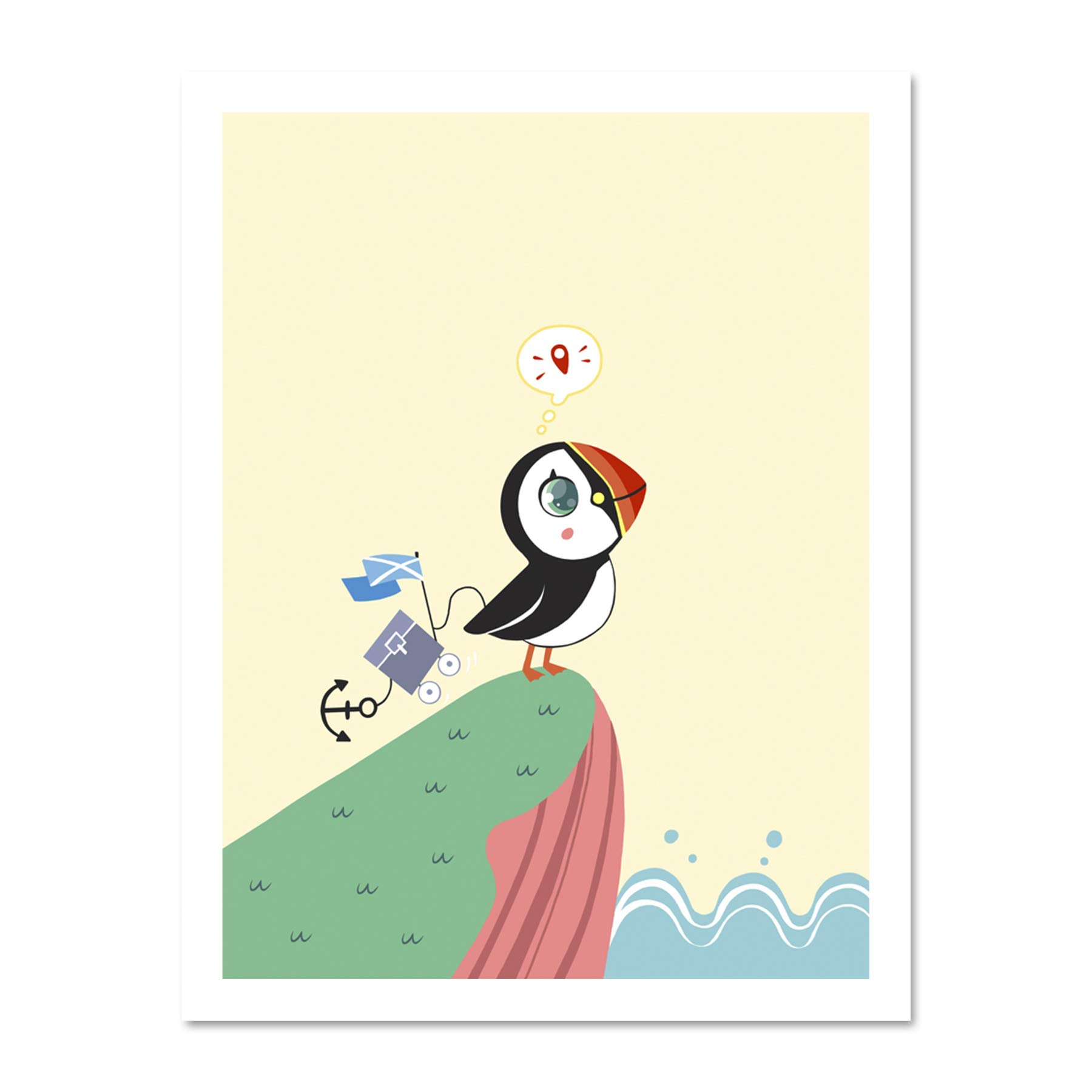 Wee Blue Coo Puffins Travel Voyage Large Framed Art Print Wall Poster 18x24 inch