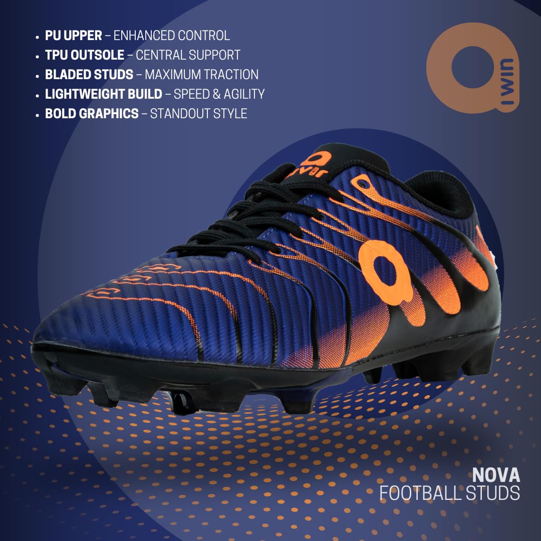 AIVIN NOVA Football Shoes - Violet/Orange | Lightweight Comfort & Maximum Grip | Best for Competitive Soccer Players | Sports Cleats | Football Footwear | Football Sports Shoes (Violet/Orange, UK Footwear Size System, Adult, Men, Numeric, Medium, 6) 1