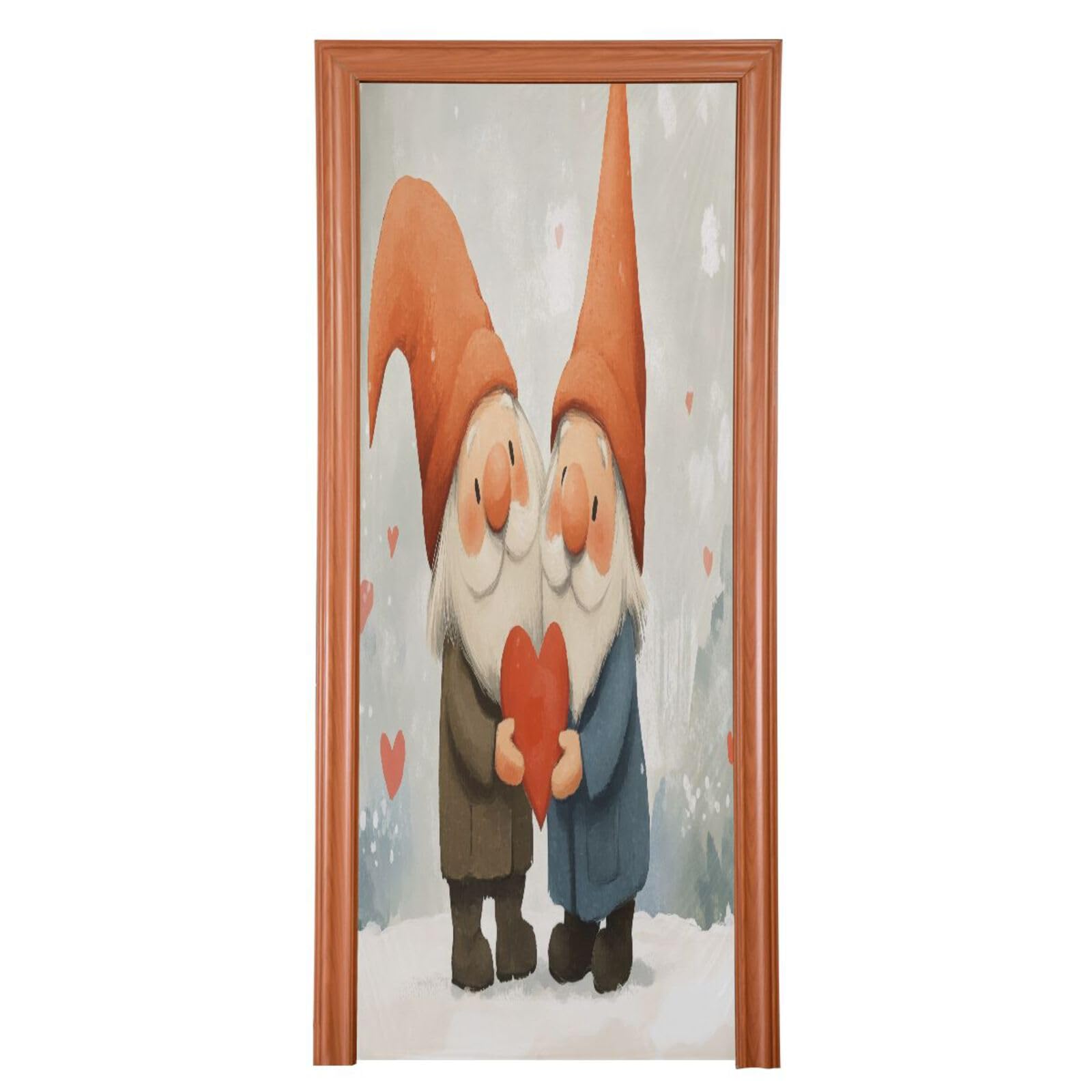 FLildon Valentine's Day Gnomes Love Door Cover Decoration, Party Accessory Porch Decor for Festive Ornament Room Door Covers 35 x 79 Inch