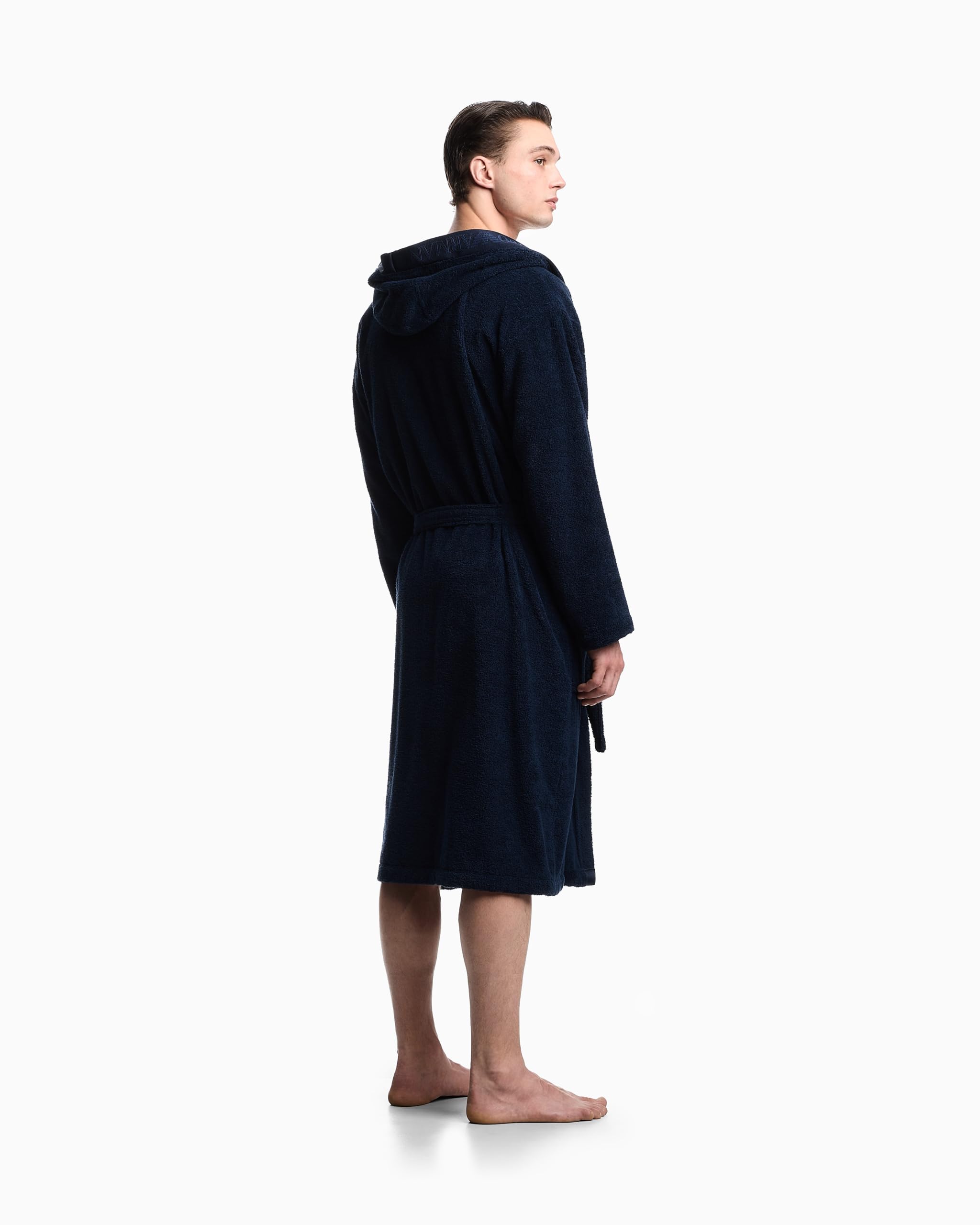 EMPORIO ARMANI Szlafrok męski z gąbką niebieski XL, NIEBIESKI, XL
