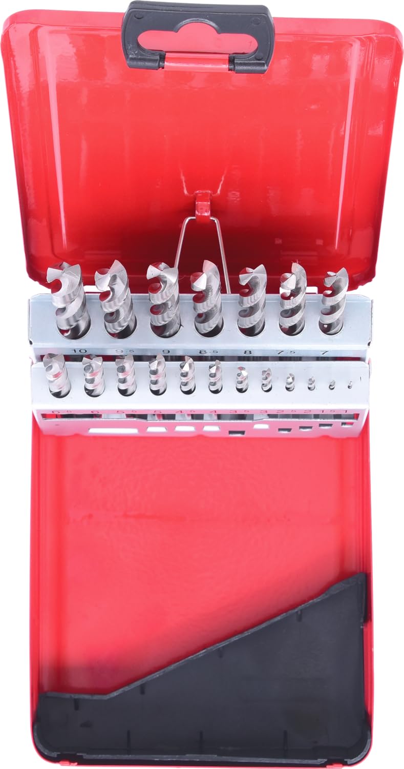 KS Tools 330.2610 Juego de brocas helicoidales HSS-G en casete de chapa de acero, 19 pzs 1-10 mm