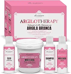 Kit Argilotherapy Argila Branca All Nature com Shampoo, Máscara, Óleo Multifuncional e Máscara Sólida, 810ml