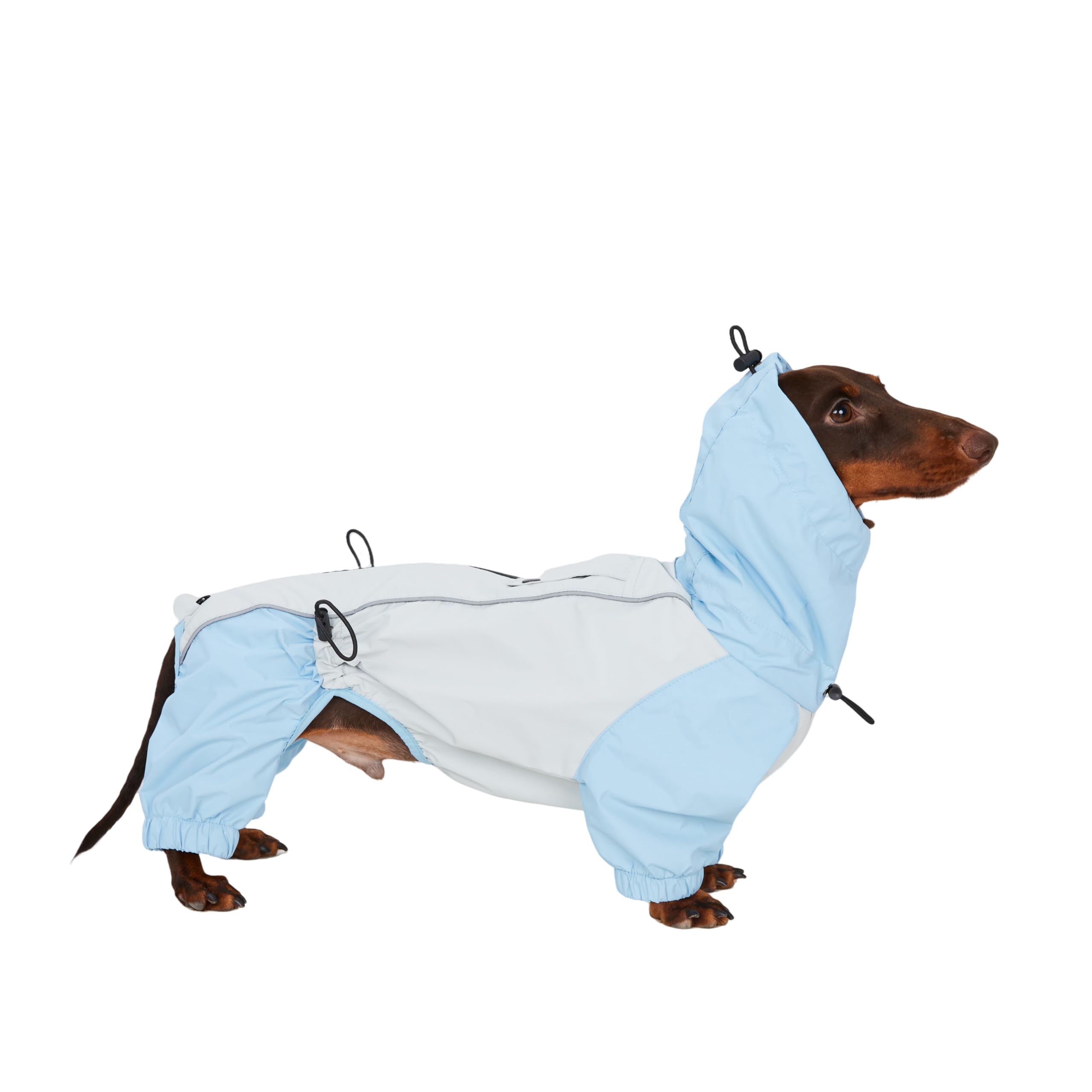 Dackel Regenmantel, wasserdichte 4-Bein Hundejacke, Leichter Outdoor Windbreaker für Mini Dackel(S(4-6kg)