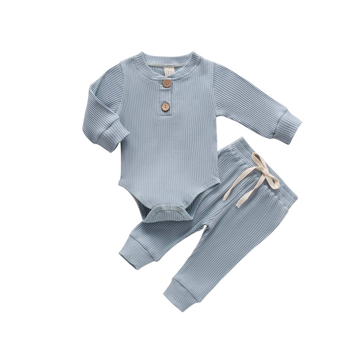 BmnmslNewborn Baby Girl Boy Fall Clothes 3 6 12 18 24 Months Outfits Long Sleeve Knitted Cotton Romper & Pants Infant Winter Sets