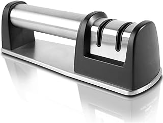 KELITINAus Affilacoltelli per Coltelli Dritti e Seghettati, Sistema Di Ruote Diamantate a 2 Stadi, Affilacoltelli da Cucina Strumento per Affilare i Coltelli Chef's Choice